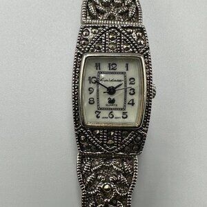 Gloria Vanderbilt Watch Silver Tone Marcasite Accents Stretch Band New Battery